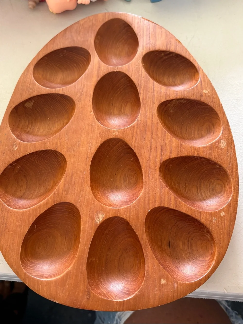 1960’s Knobler genuine Teak wood, Thailand, egg caddy